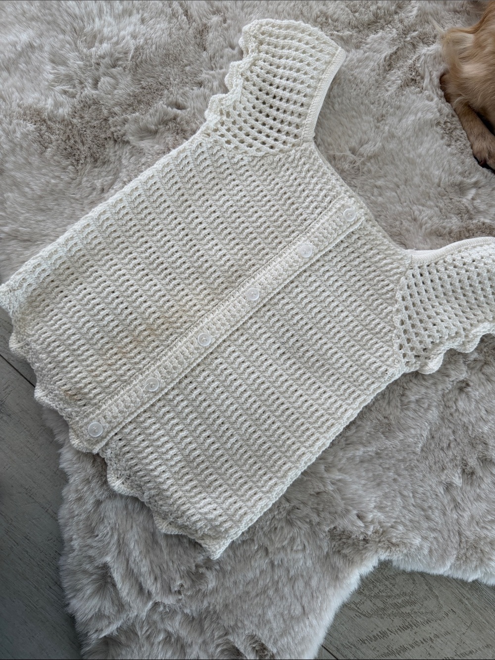 Full Tilt Cream Crochet Button-Front Crop Top